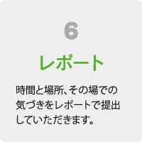 6レポート 時間と場所、その場での気づきをレポートで提出していただきます。